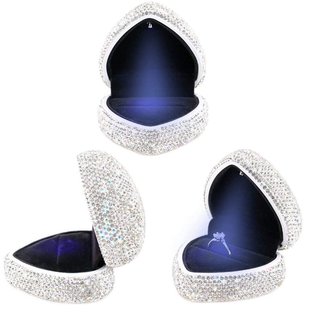 NEW Sparkling Swarovski Crystal Rhinestone Heart Bling Jewelry Ring Box … - Picture 6 of 17